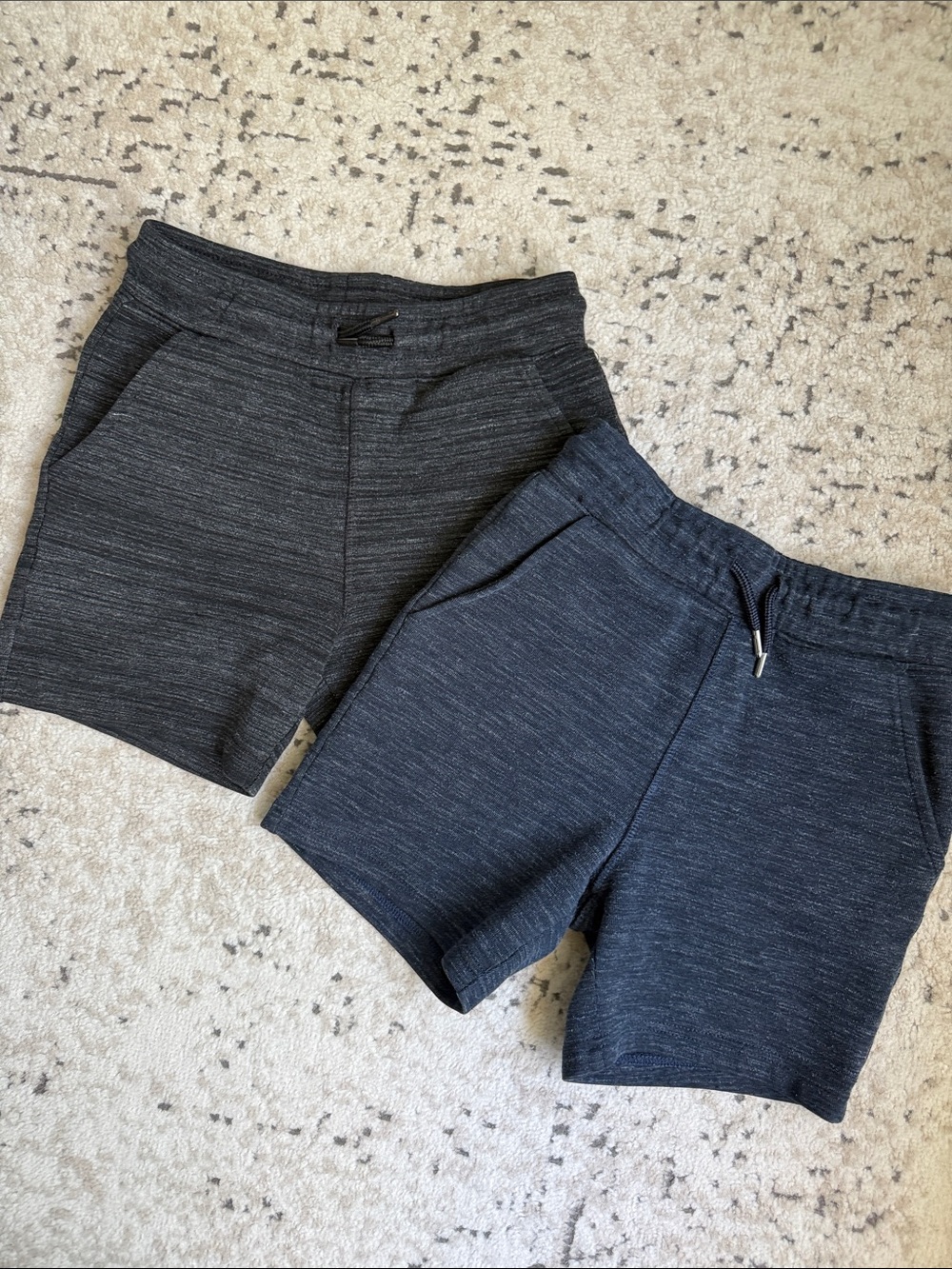 First Wave Boys Heathered Navy and Charcoal Knit Shorts Bundle of 2